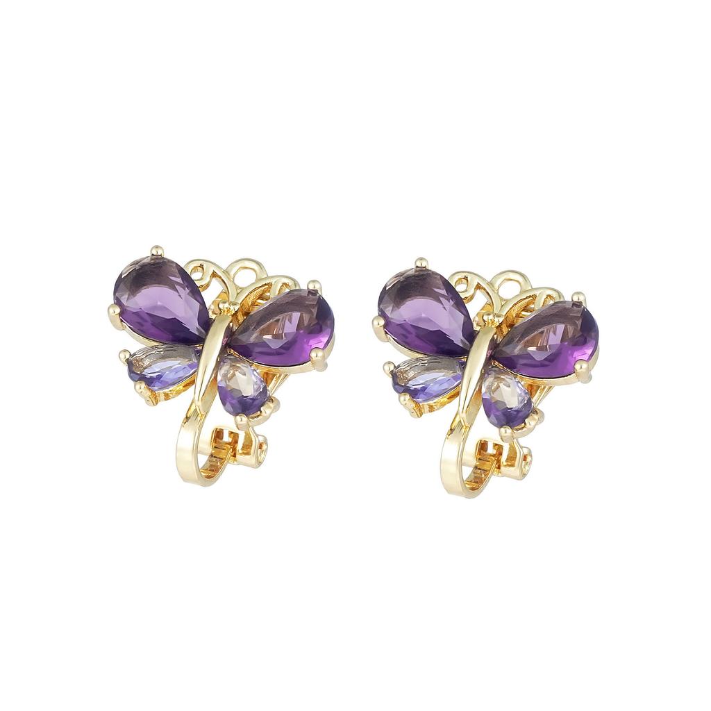 Fashion Copper Ear Clips, Fashionable Personalized Butterfly Shape Zircon No Ear Piercings Earrings