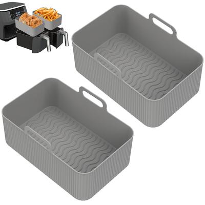2/4 Pezzi Pentola in Silicone per Friggitrice ad Aria con Manico Rettangolare Riutilizzabile Rivestimento per Friggitrice ad Aria Resistente al Calore Cestello in Silicone per Friggitrice ad Aria per Cottura