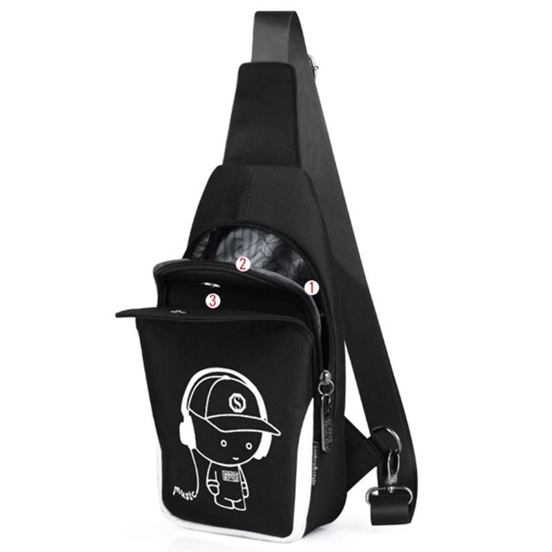 Stylish Luminous Outdoor Backpack With Usb Charging And Earphone Jack For School