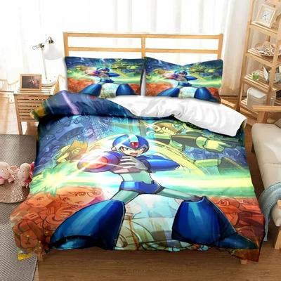 Juego Dibujos Animados Rockman Megaman Juegos de Cama Exquisito Juego de Suministros para la Cama Funda Nórdica Juego de Edredón Lujoso Regalo de Cumpleaños