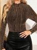 Autumn 2025 New Slim Fit Stretch Lurex Round Neck Top for Women - European and American Style Hot Seller