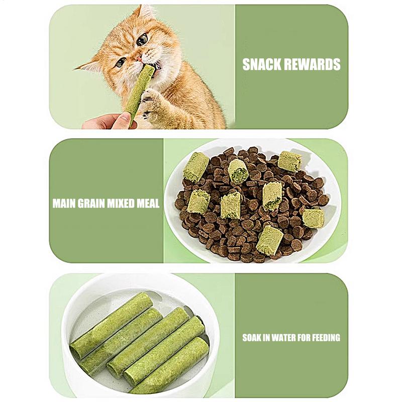 Katzengras-Zähneknirschstab, Haustier-Snacks, Haarballenentfernung, milde Haarreihe, verzehrfertig, Reinigung der Zähne von Babykatzen, Katzengrasstab