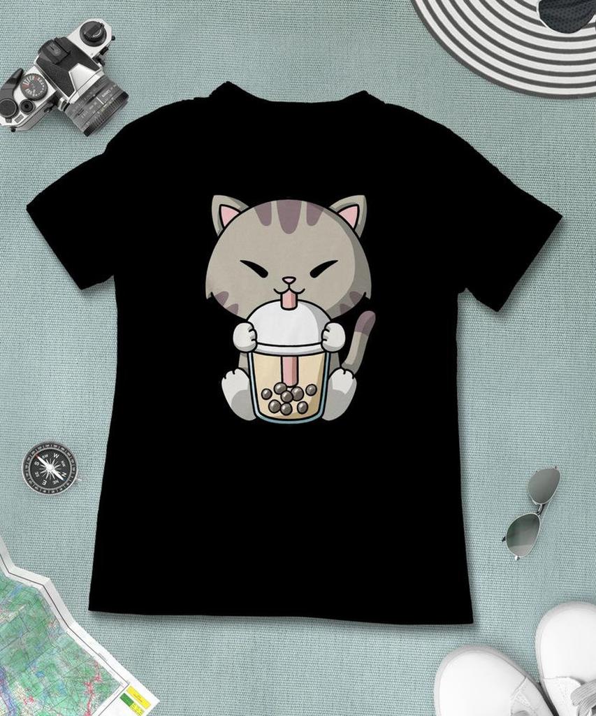 Boba Milk Tea Cat T-Shirt, Funny Boba Milk Tea Shirt, Bubble Tea T-Shirt, Kawaii Japanese Anime Gift