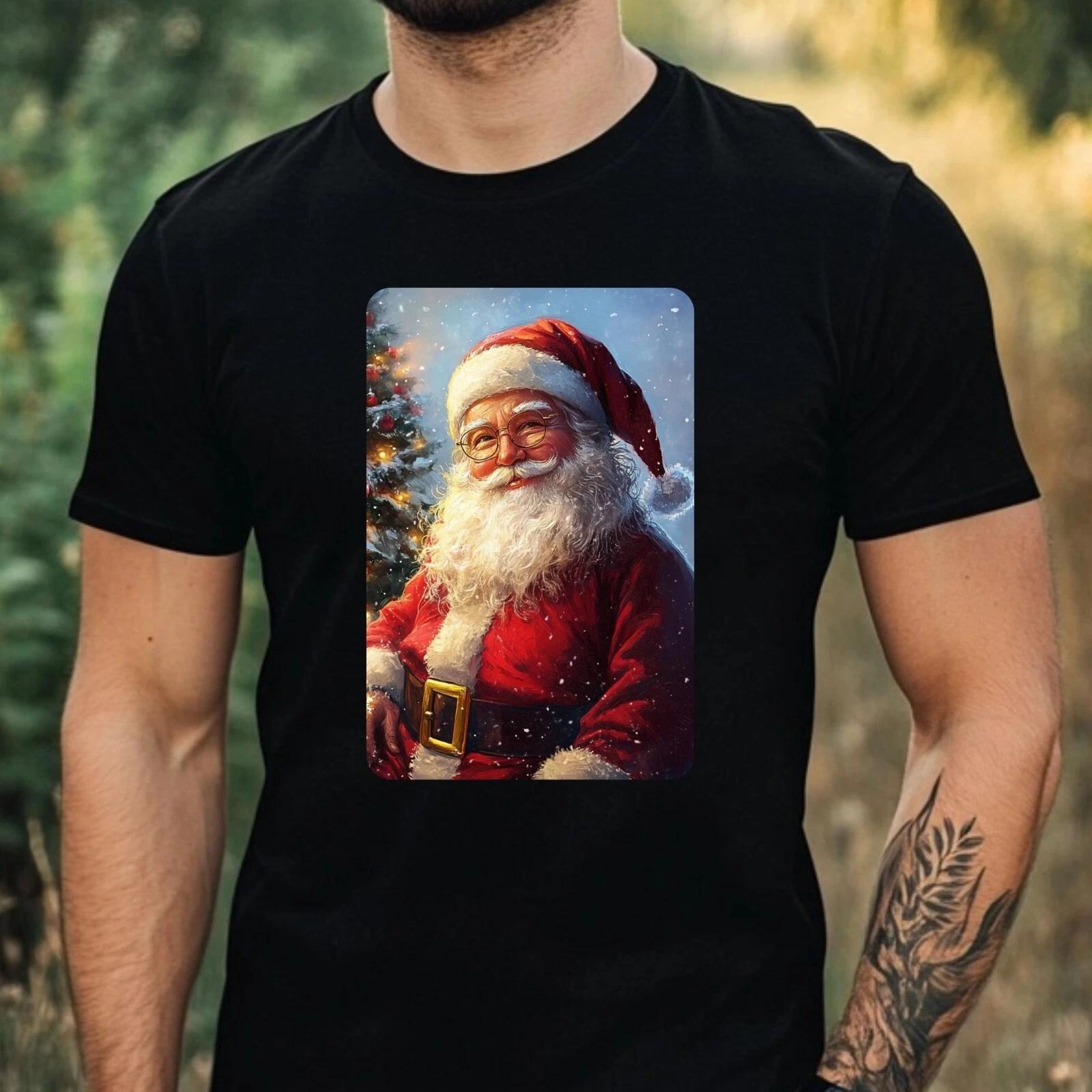 T-Shirt Herren Weihnachtsmann Portrait Motiv Baumwolle Größe XS bis 5XL XXL