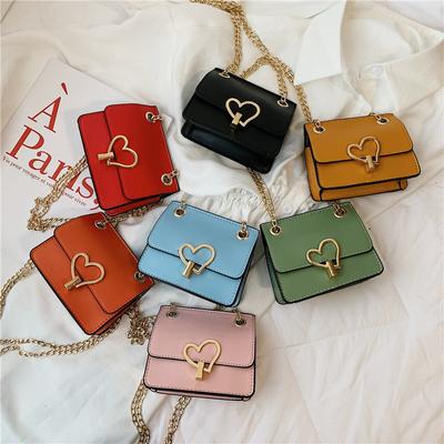 Fashion Children's Small Square Bag Peach Heart Lock Little Girl Chain Bag Girl Messenger Bag