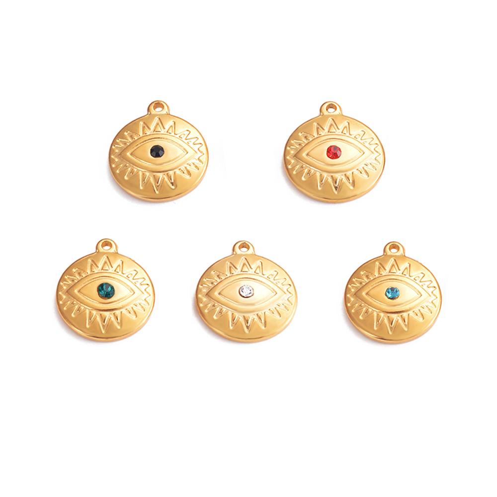 Wholesale 5pcs/lot Stainless Steel Gold Color Evil Eye Charms Handmade Craft DIY Necklaces Earrings Jewelry Making Accessories