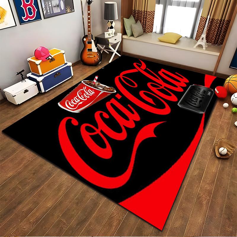 "Red and Black Coca Cola Logo Carpet for Living Room Decoration" Suitable for Use As an Anti-slip for Living Room Bedroom Sofas