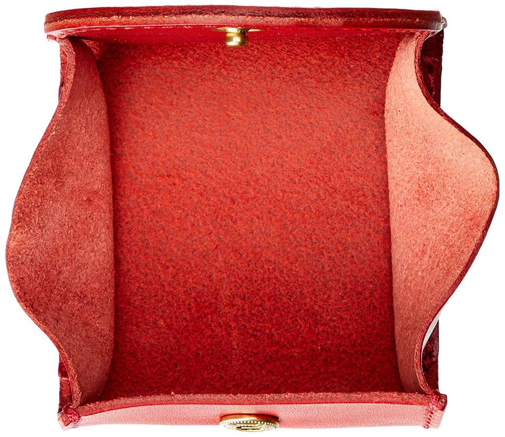 Tochigi Leather Coin Made in Genuine Tochigi Lightweight Mini Wallet with Card Snap Large Simple Popular Item Red_1 Purse, Compact, Small, Japan,