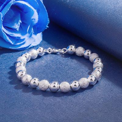 Stylish Silver-Plated Sand Bead Bracelet - European and American Design