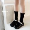 Černé a bílé ponožky z husího peří pro děti, středně dlouhé ponožky, letní tenké podkolenky, nadkolenky