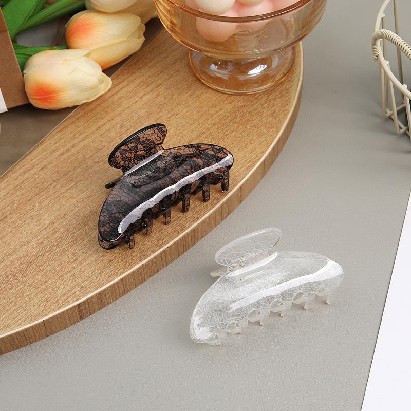 8.5Cm New Korean Woman Senior Lace Pattern Hair Claw Barrettes Girl Fashion Hair Clips Hair Headwear Hair Accessories Hairpins
