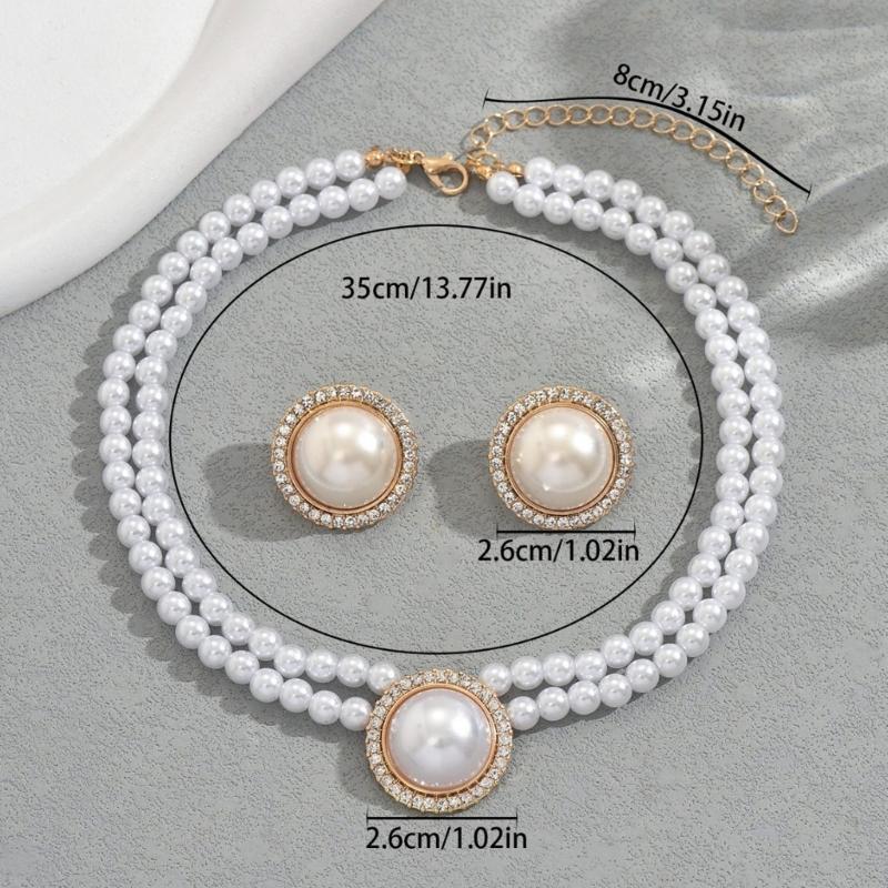 Elegant Pearls Necklace and Earrings Set for Weddings Parties Daily Wear