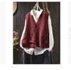 Lace Applique V Neck Cotton Knit Vest Womens Loose Fit Layering Cardigan Autumn Winter Fashion Oversized Sleeveless Top