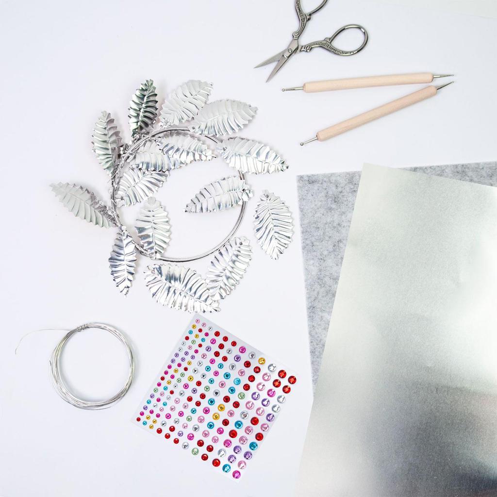 Folienkarton Metallpräge Kunst-Set Silber Glänzend Bastelzubehör Mit Schimmer Gravurkunst Prägung Für Kinder Erwachsene