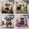 Cute Mini Schnauzer Dog Cushion Cover Home Double Print Decor Cartoon Pet Animal for Sofa Car Pillowcase Soft Plush Pillow Case