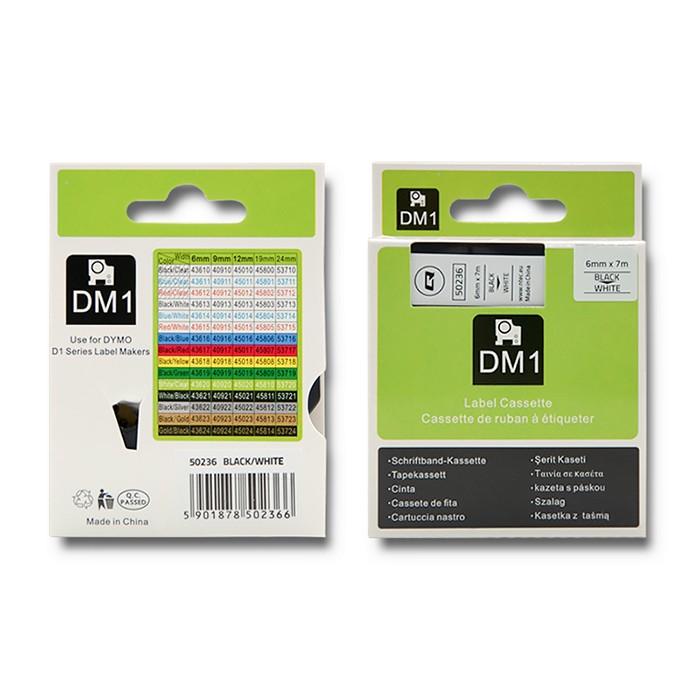 Qoltec Ταινία για DYMO D1 43613 | 6mm x 7m | Λευκή/Μαύρη εκτύπωση