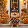 Jijijing 1 Set Halloween Pet Costume, Adjustable Wizard Hat And Cape, Cute Pumpkin Ghost Prints, Fun Outfit for Small Dogs Cats Festive Apparel