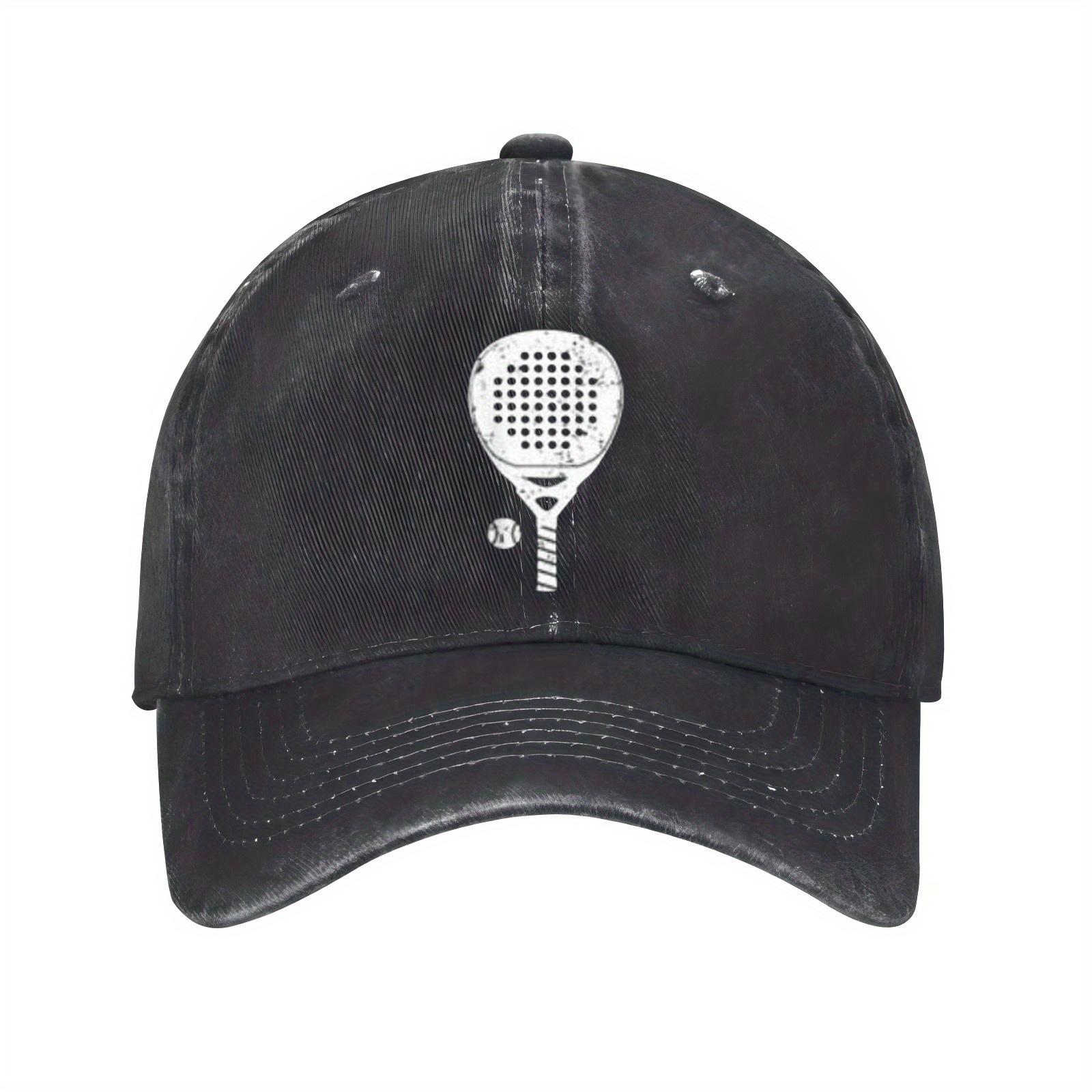 

Padel Racket and Ball Graphic Baseball Cap Distressed Polyester Casual Adjustable Snapback Hat Sport Headwear One Size