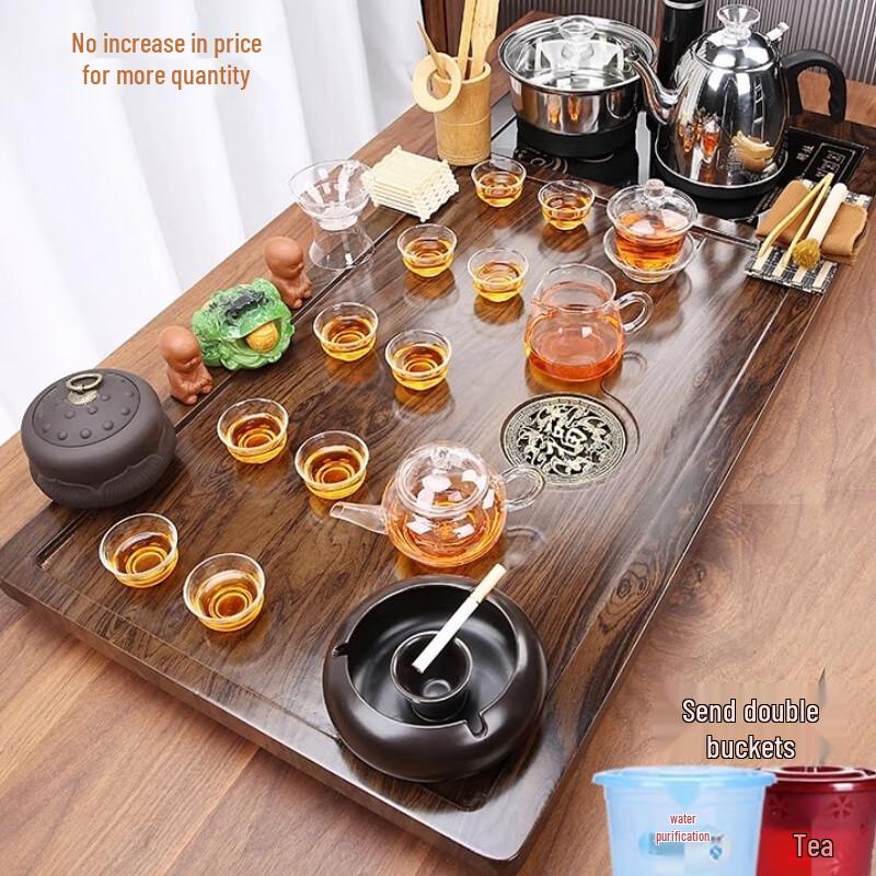 Modern Automatic Kung Fu Tea Set with Integrated Tray and Electric Kettle