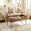 Lift-Top Wooden Coffee Table, Hidden Storage, Adjustable Height, 95 x 50 x 40 cm, Rustic Brown