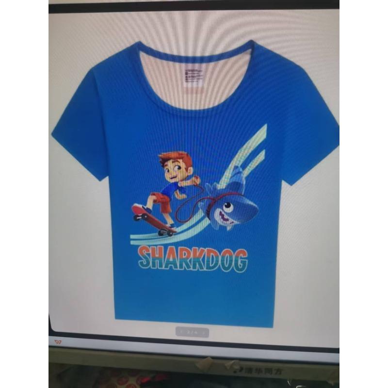 

sharkdog Детская футболка Мультяшная футболка Детская футболка с коротким рукавом Графическая Розовые топы Футболка Футболка 2024 Лето Новая Мода Детская футболка 150