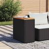 Garden Side Table with Wooden Top Black 58 X 27.5 X 55 Cm Poly Rattan