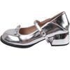 Gentle ins silver French thick heel Mary Jane shoes women's 2025 new summer light mouth with skirt round head single shoes