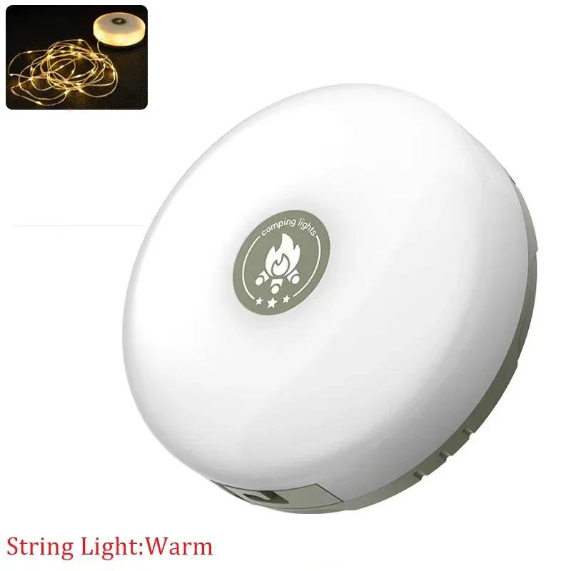 Camping String Lights, 33Ft/10M Portable Outdoor Lamps Reel with 8 Modes, 2000mAh Rechargeable Fairy Lamp