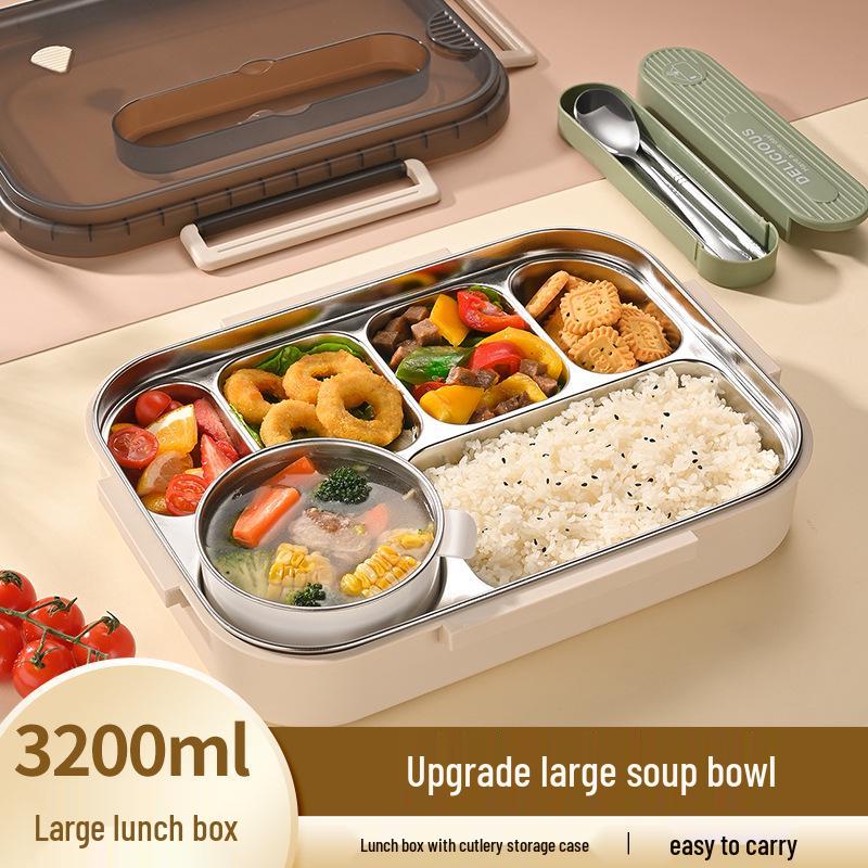 304 Stainless Steel Insulated Lunch Box with Lid, Large Capacity for Adults, Office & Student Use, Microwave Safe Bento Box