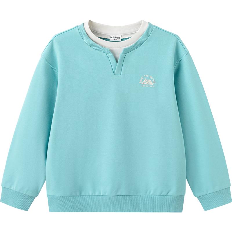 Balabala Kids' Unisex Faux Two-Piece Long Sleeve Sweatshirt