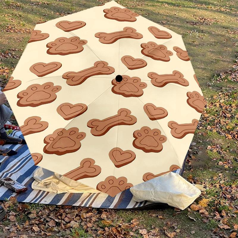 1PC Bone Heart Umbrella-8-Rib Reinforced Portable Folding Travel Suitable for All Seasons Outdoor Daily Use -J0346