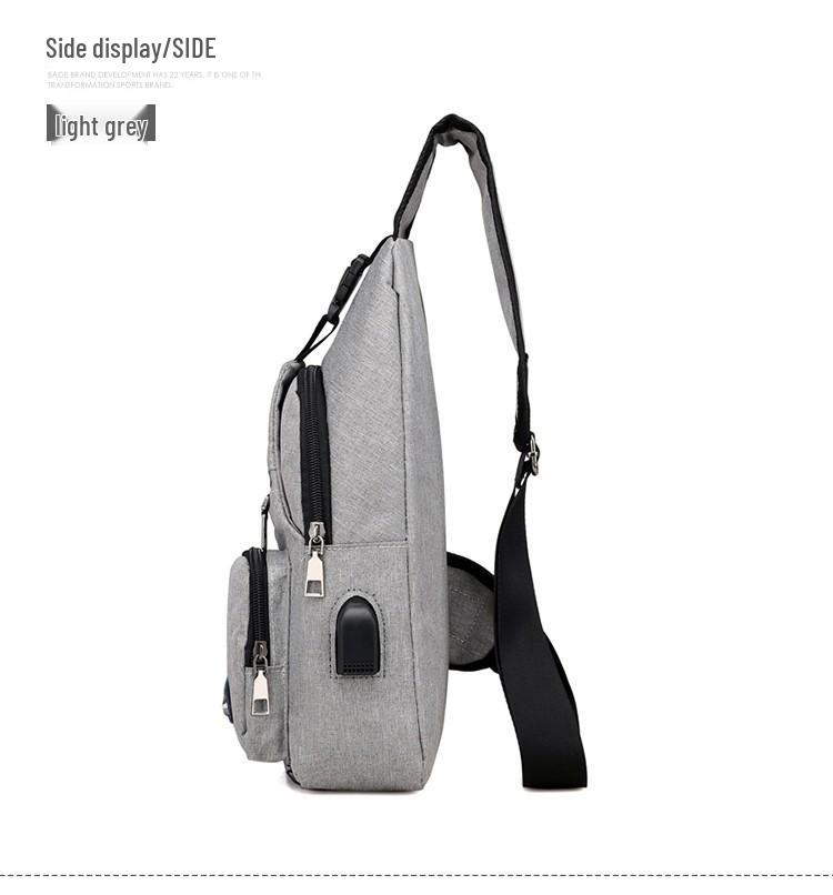 Men's Multi-layer Crossbody Chest Bag with USB Data Cable for Outdoor Carry-ons