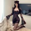 Women's Sexy Spice Square Neck Lace Long Sleeve Slim Fit Dress
