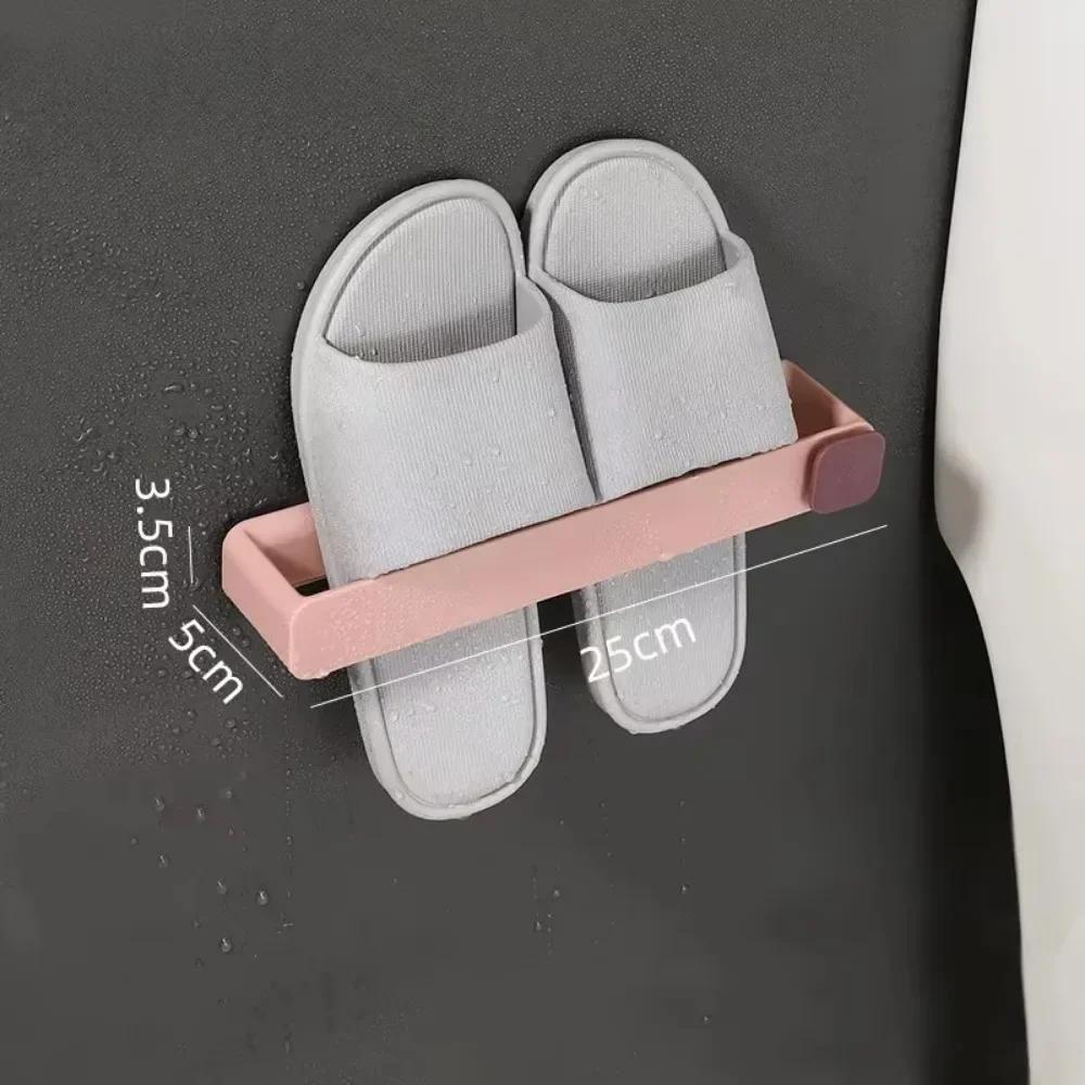 2025 Bathroom Slipper Shelf No Punching Wall Mounted One Piece Shoe Rack Space Saving Shelf Bathroom Hanging Bathroom Storage
