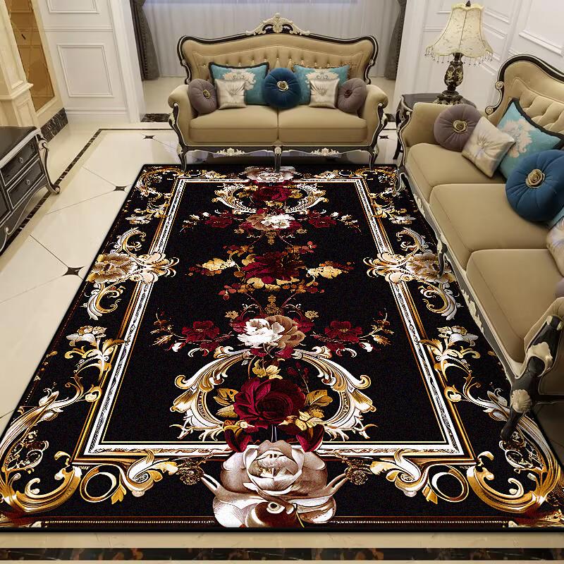European Style Large Size Luxury Rugs Living Room Flower Design Fluffy Room Decor Bedroom Carpet Easy Cleaning Sofa Table Mat
