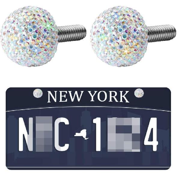 License Plate Frame Screws Bolts Crystal Rhinestone Anti-Theft Metal Fastener