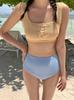 Color-Block High-End Camisole Swimsuit: Slim-Fit, Tummy-Covering, Small Bust Focus, Conservative Two-Piece for Women