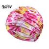 Cloth Swim Cap Swimming Pool for Women, Breathable Colorful Ruffle Large Head Cap, Elastic Ear Protection Short Long Hair Bathing Hat