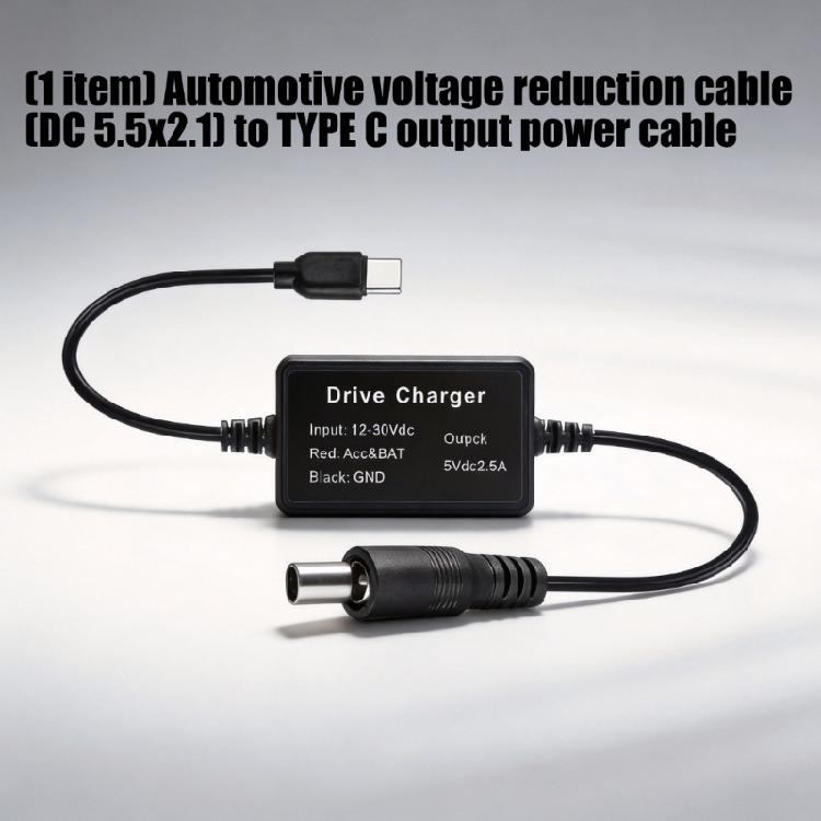 Flexible PVC DC5.5x2.1mm To USB C Power Cable For Dashboard Camera Routers Security Camera USB C Step Down Converter Wire