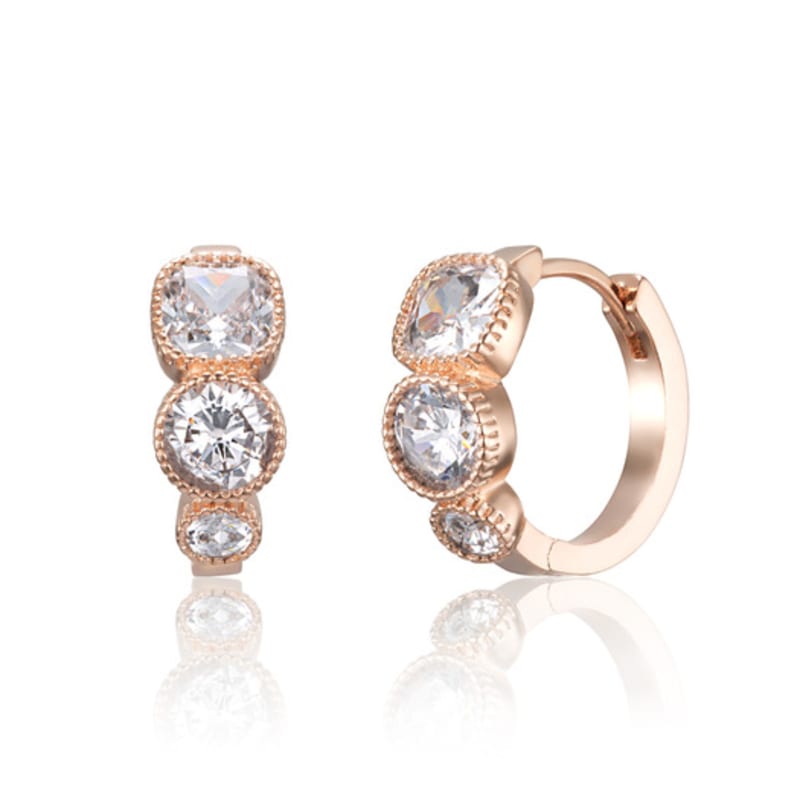 ELLE Jewelry 14K GF Triple Stone Midi One-Touch Earrings ELGPEE533