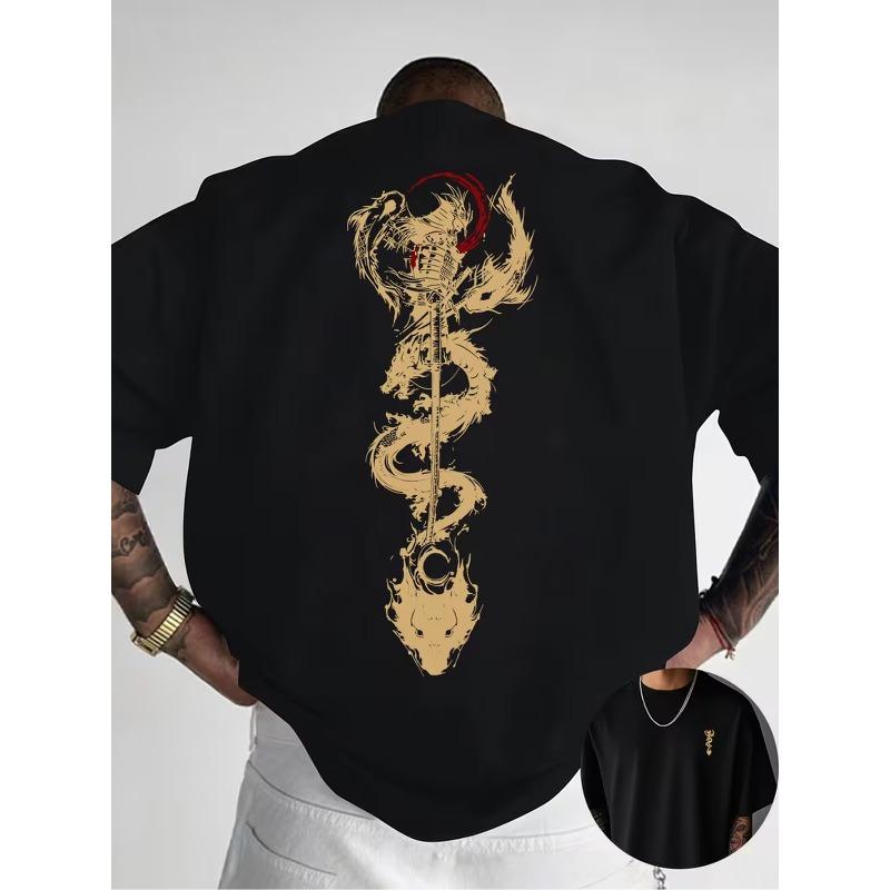 Creative Front and Back Print Round Neck T-Shirt, Summer Fashion Short Sleeve Top for Casual Daily Style Essential Outing Gift Choice