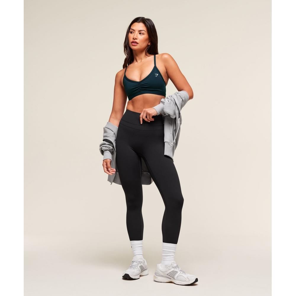 Gymshark Ruched Strappy Sports Bra Deep Petrol Blue B6a6i Udrl