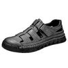 Fashion Leather Sandals Man Casual Loafers Luxury Design Slip On Male Dress Sandals Leisure Style Big Size Outdoor Wear-resistant Sole