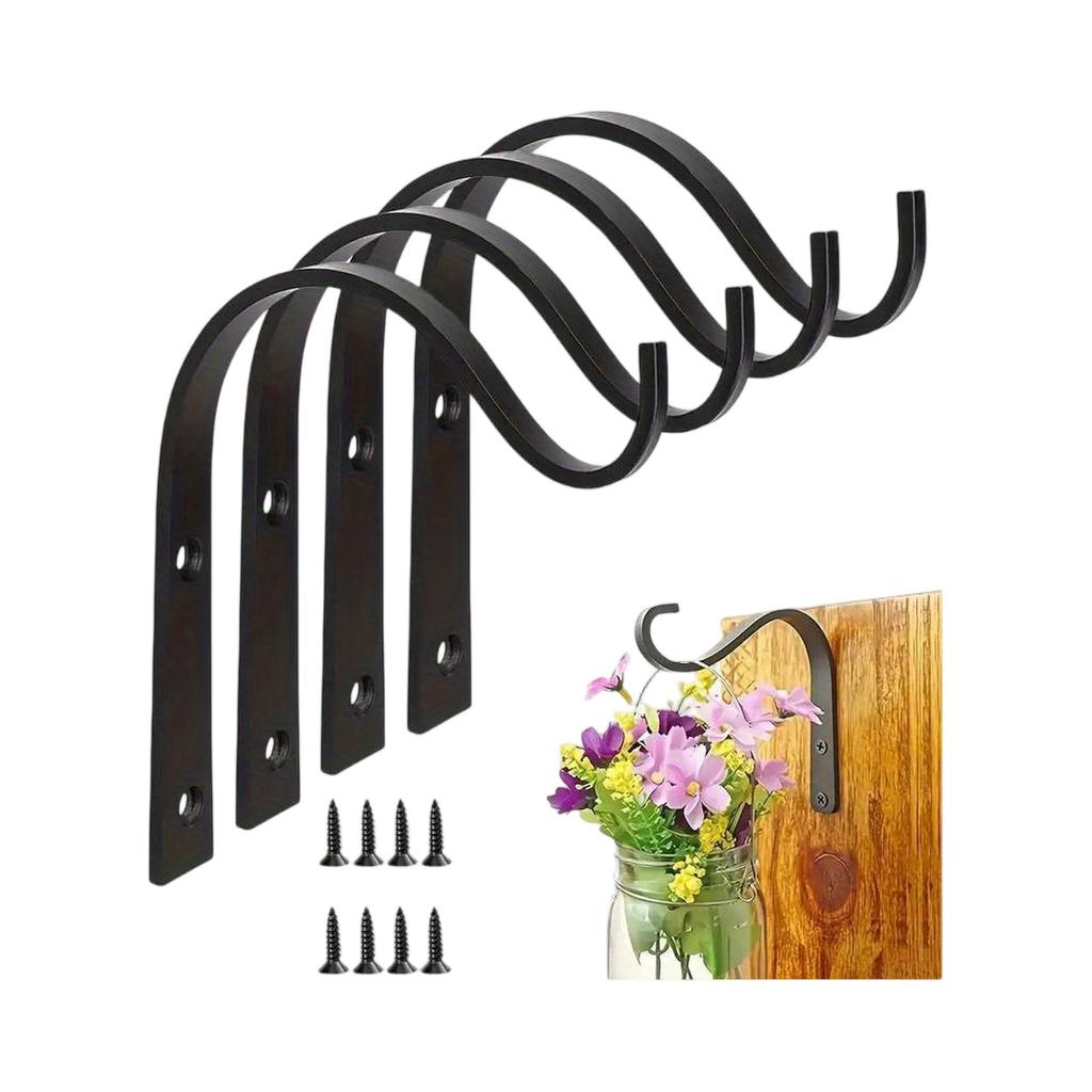 4pcs Of Wall Hooks For Hanging Flower Baskets And Clothes, - Versatile Hooks For Hanging Plants, And For Bird Feeders, Wind Chimes, And Sconces, U