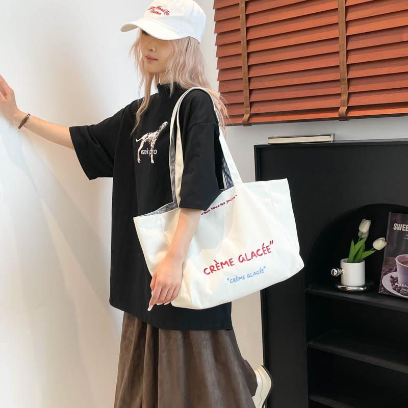 Casual Lazy Wind Underarm Bag Women's Bag  New Large Capacity Canvas Bag Double Shoulder Back One Shoulder Tote Bag