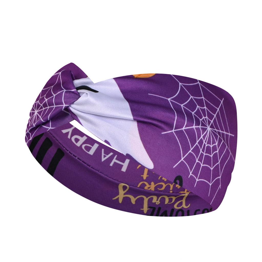 Halloween Print Wide Knotted Headband for Women and Girls Soft Stretchy Fabric Head Wrap with Festive Patterns