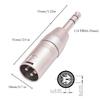 1/4" 6.35mm Male to XLR 3 Pin Male Jack Socket Audio Adapter Silver Interface Transfer Connector for Electronic Organ