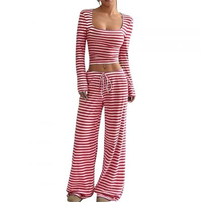 Frühjahr 2026 Neuankunft Damen Gestreifte High-Waist Schlankmachende Weitbeinige Hose