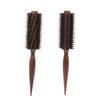 Beechwood Boar Bristle & Nylon Curling Brush - Nourishing Hairdressing Comb with Natural Wood Texture and Diagonal Pattern.