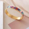 European and American Bestseller: 18K Gold Plated Titanium Steel Enamel Bracelet - Women’s Colorful Drip Oil Light Luxury Jewelry.